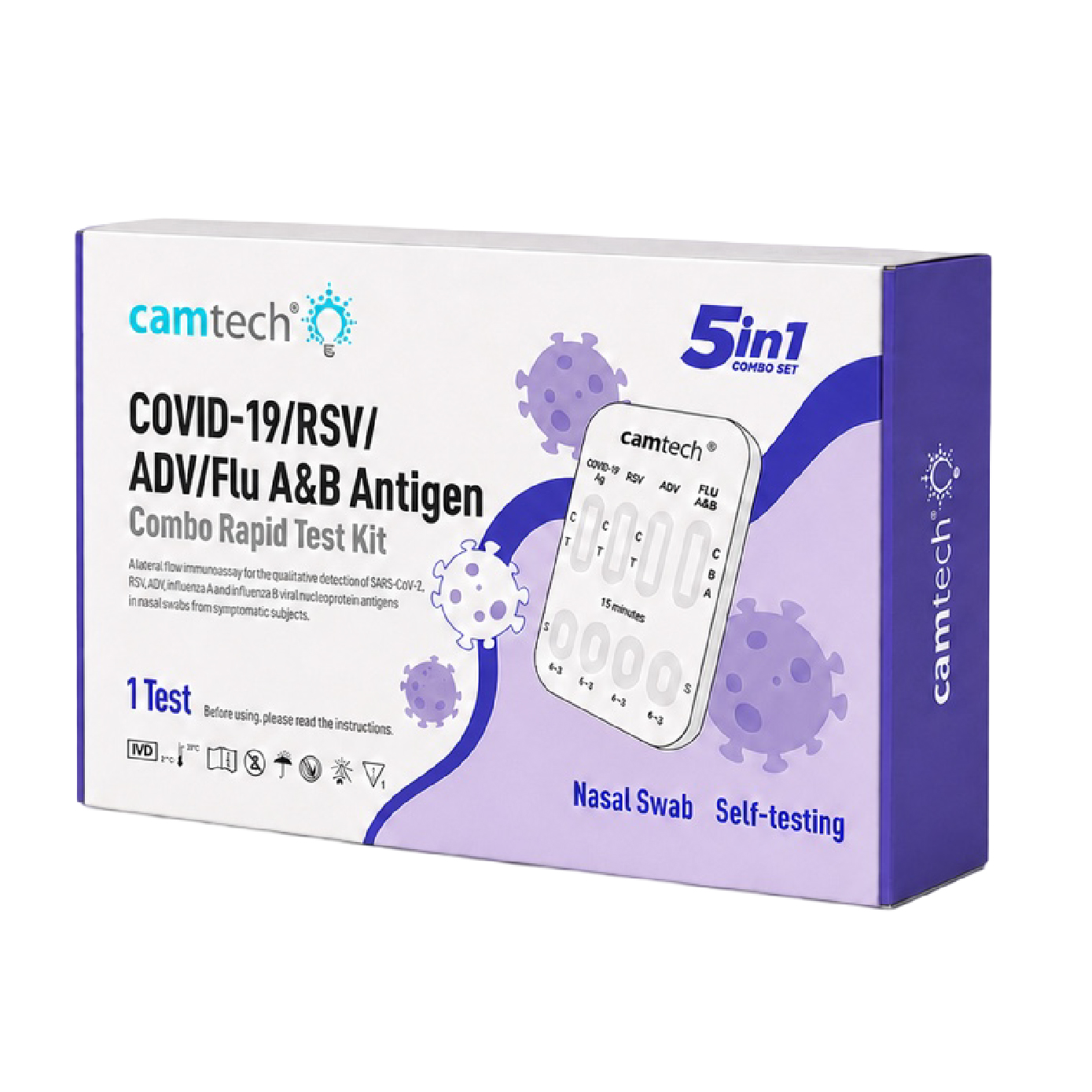 CAMTECH COVID-19/RSV/ADV/Flu A&B 5-in-1 Rapid Test Kit 1s | Shopee ...