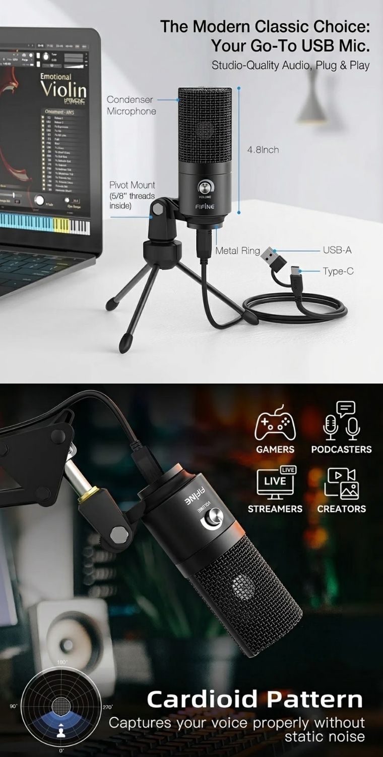 FIFINE K669B USB Condenser Microphone | Shopee Singapore