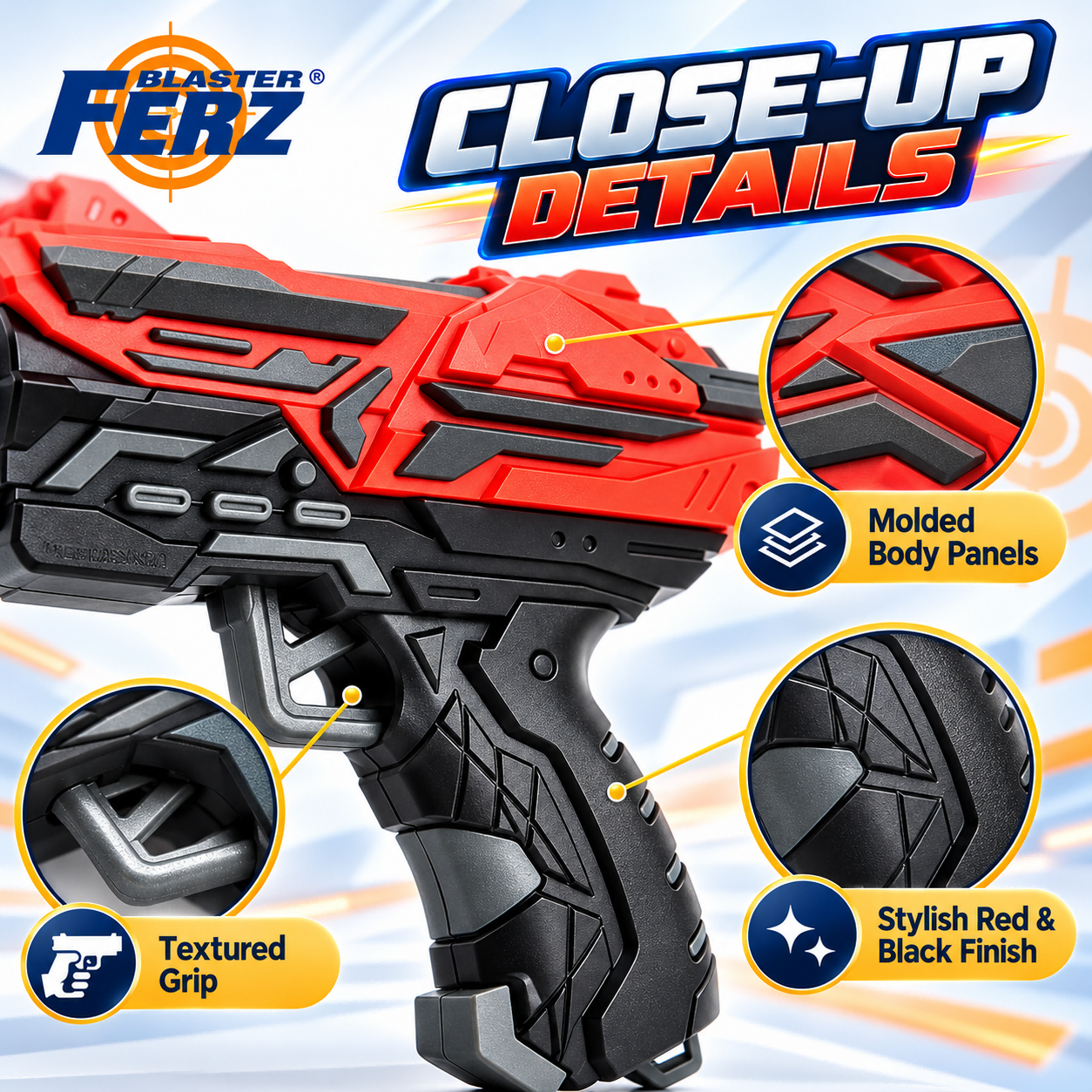 FERZ JetFire Blaster Soft Bullet Toy Gun, Compact Manual Dart Blaster ...