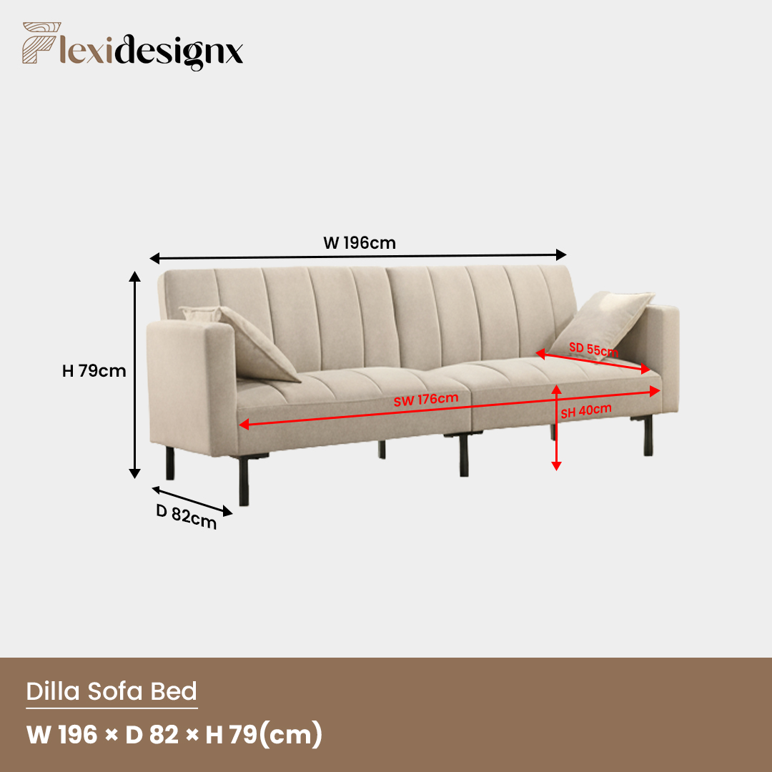Flexidesignx DILLA Sofa Bed Brown Color Anti Cat Scratch, Easy Clean ...