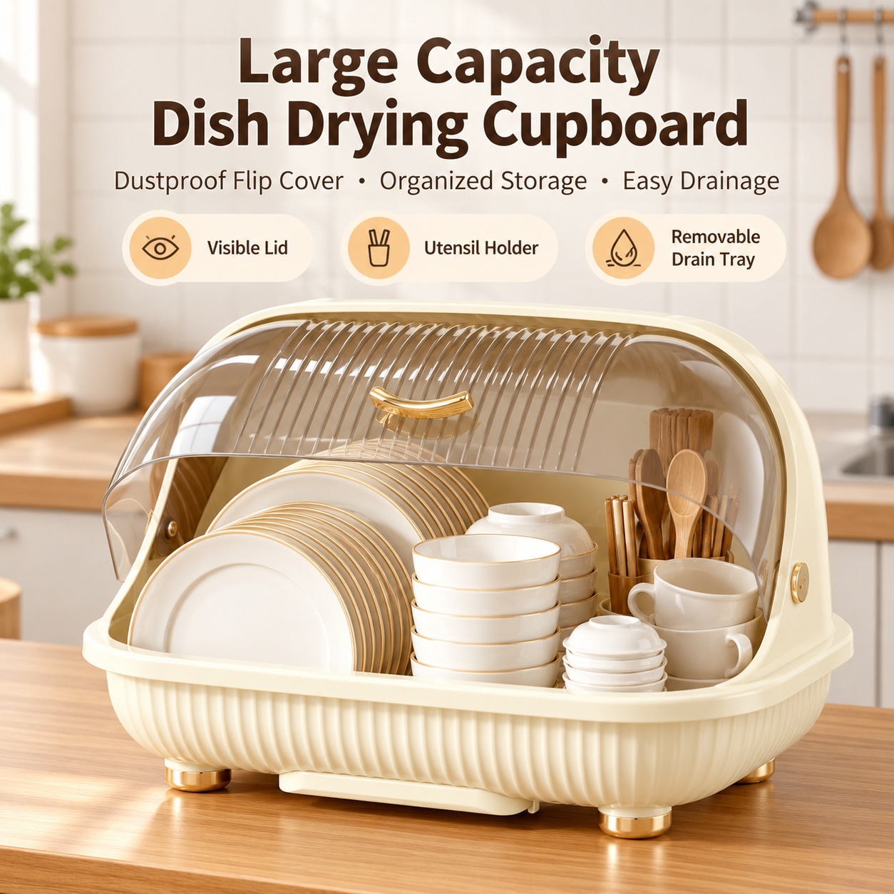 【SG】Cup Storage Organizer Desktop Water Glass Holder Drain Tray 36cm PP ...