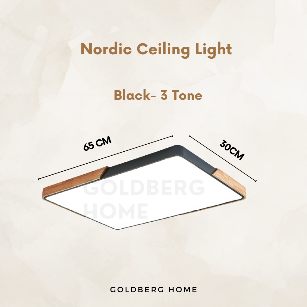 Mariko Nordic Rectangle 34W 45W 65W 90W LED Ceiling Light - Black White ...