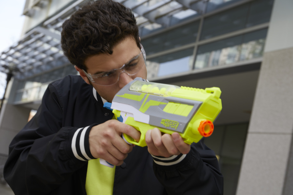 Nerf Hyper Impulse-40 Blaster, 30 Nerf Hyper Rounds, Hopper Instant Reload Hopper, jusqu'à 110 FPS Velocity, Lunettes incluses