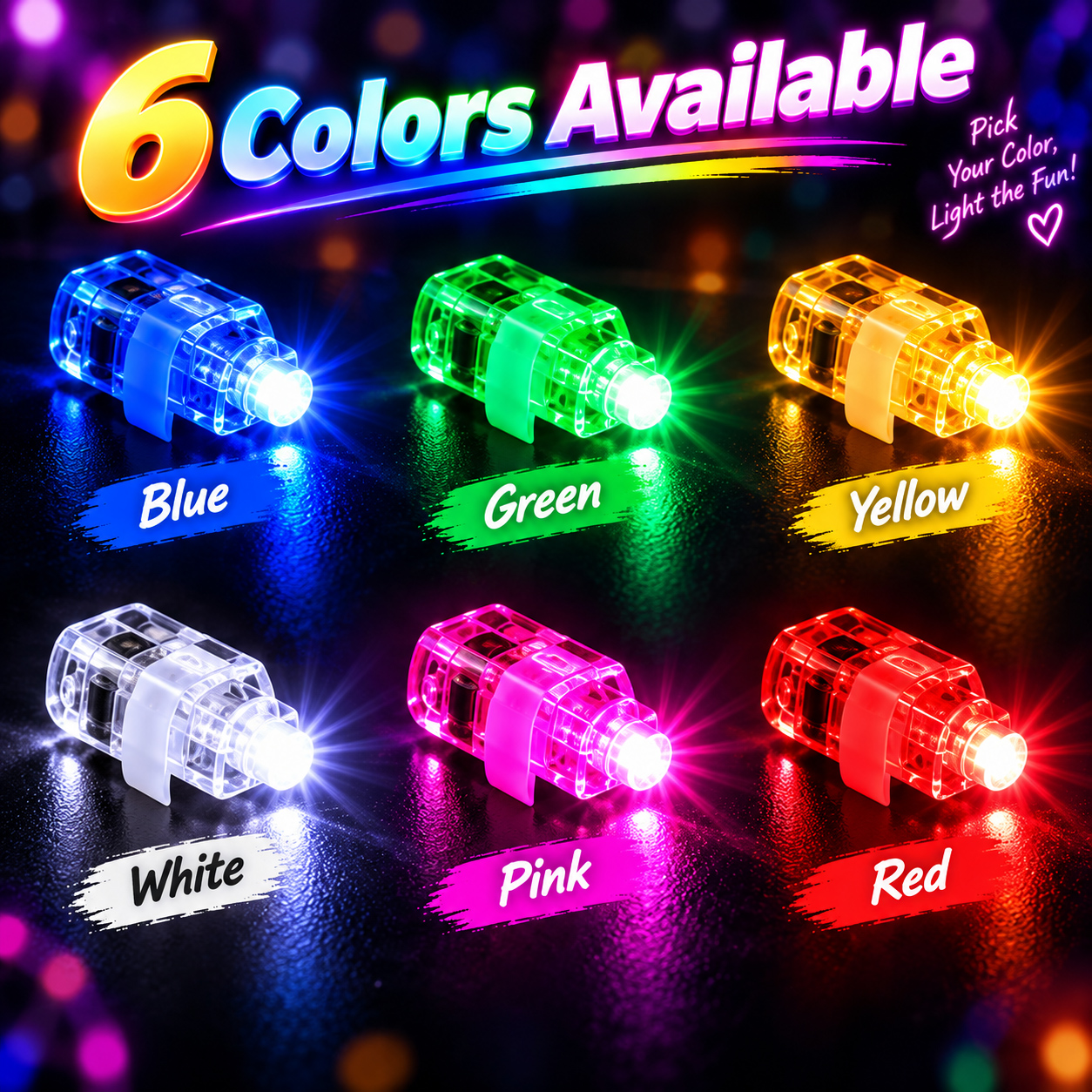 SG Ready Stock LED Finger Lights Glow in The Dark Party Lights 6 Colors ...