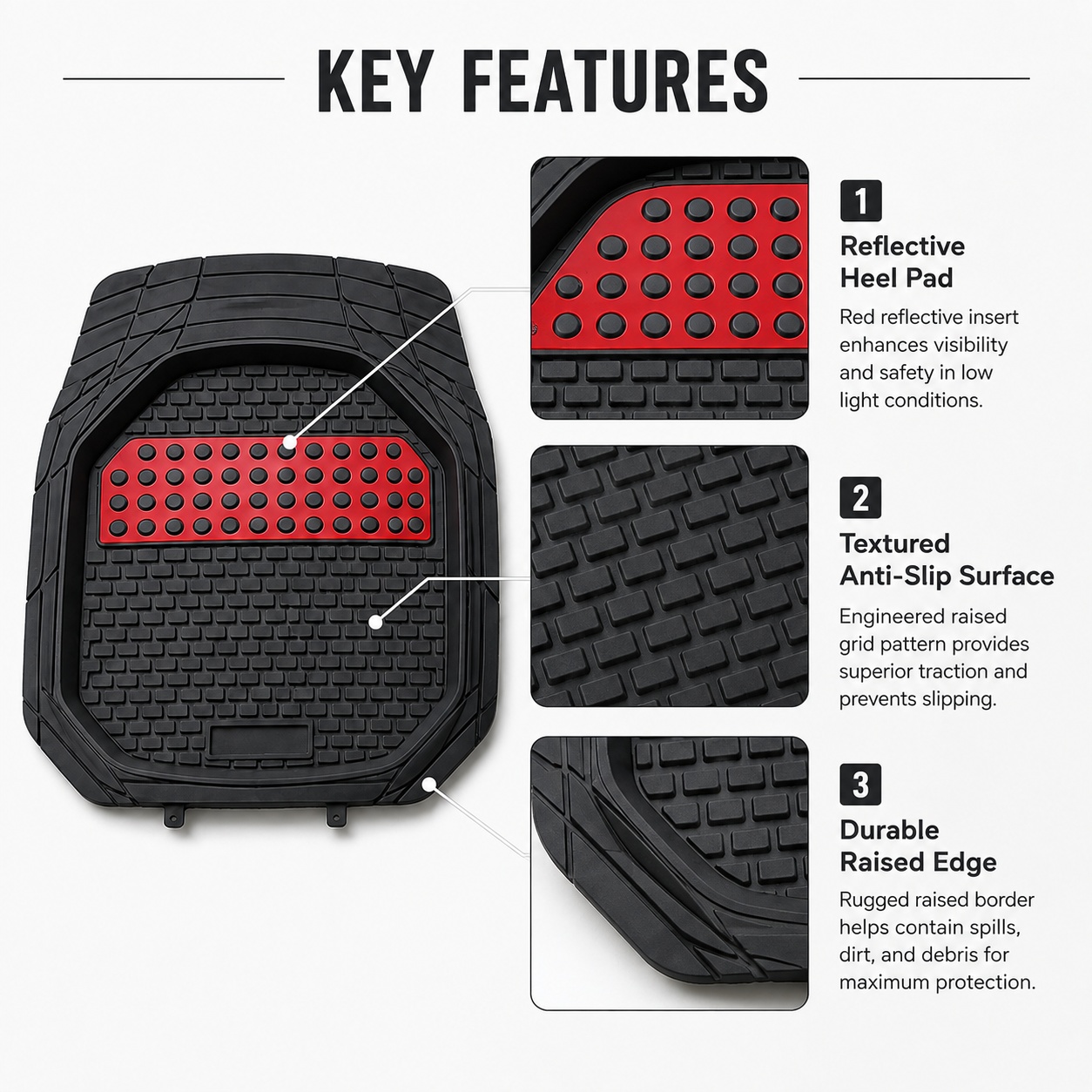 【SG】Car Mat Universal Silver PVC Car Floor Mat Basin‑Shaped With ...