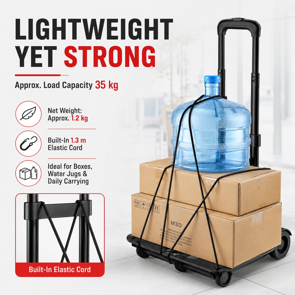 【SG】Folding Hand Trolley Lightweight Adjustable Truck 90cm Black ...