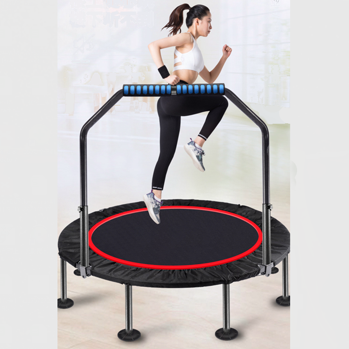 48 Inch Foldable Silent Fitness Trampoline Indoor Rebounder for Adults ...