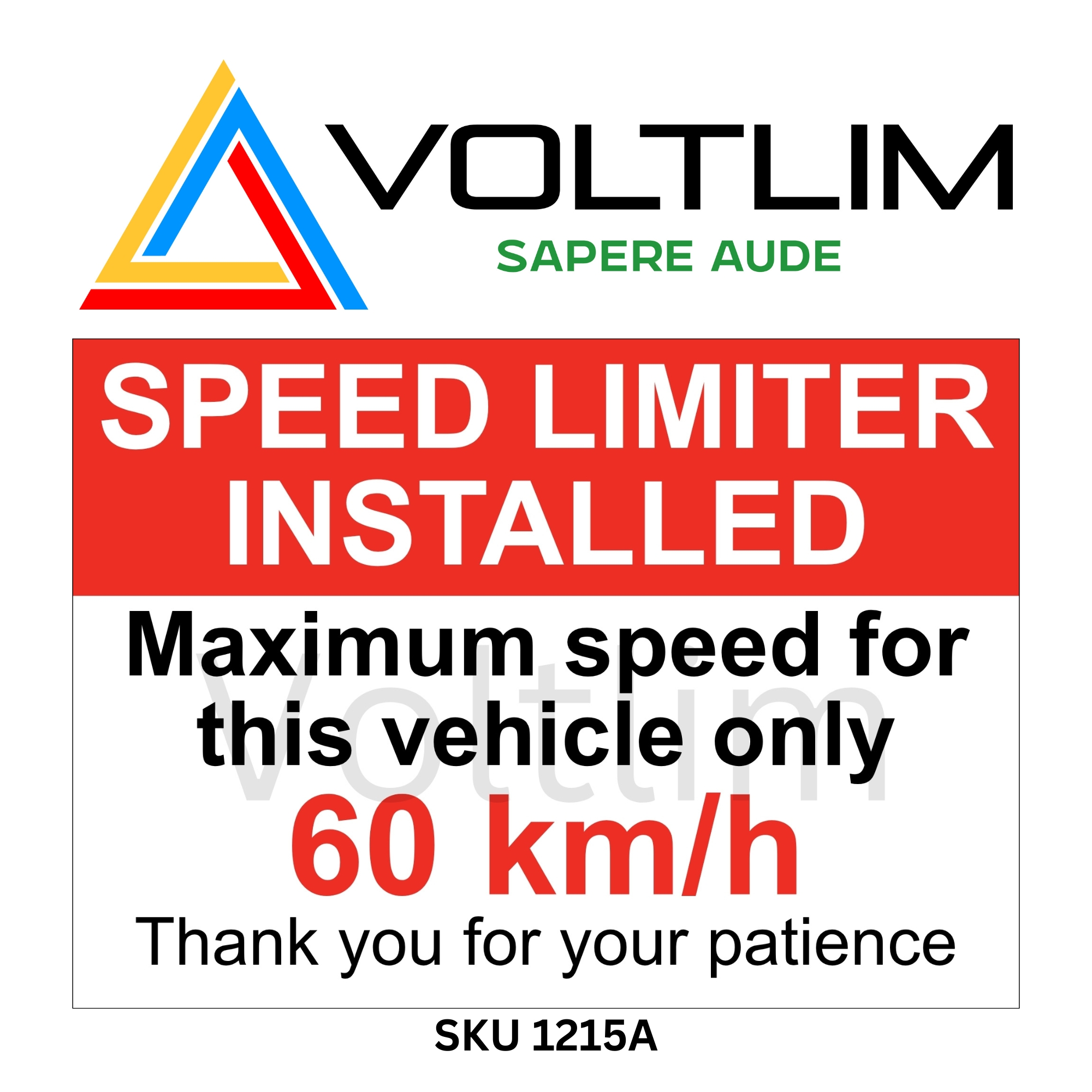 Speed Limiter Installed Max Speed For This Vehicle Only Sign Sticker ...