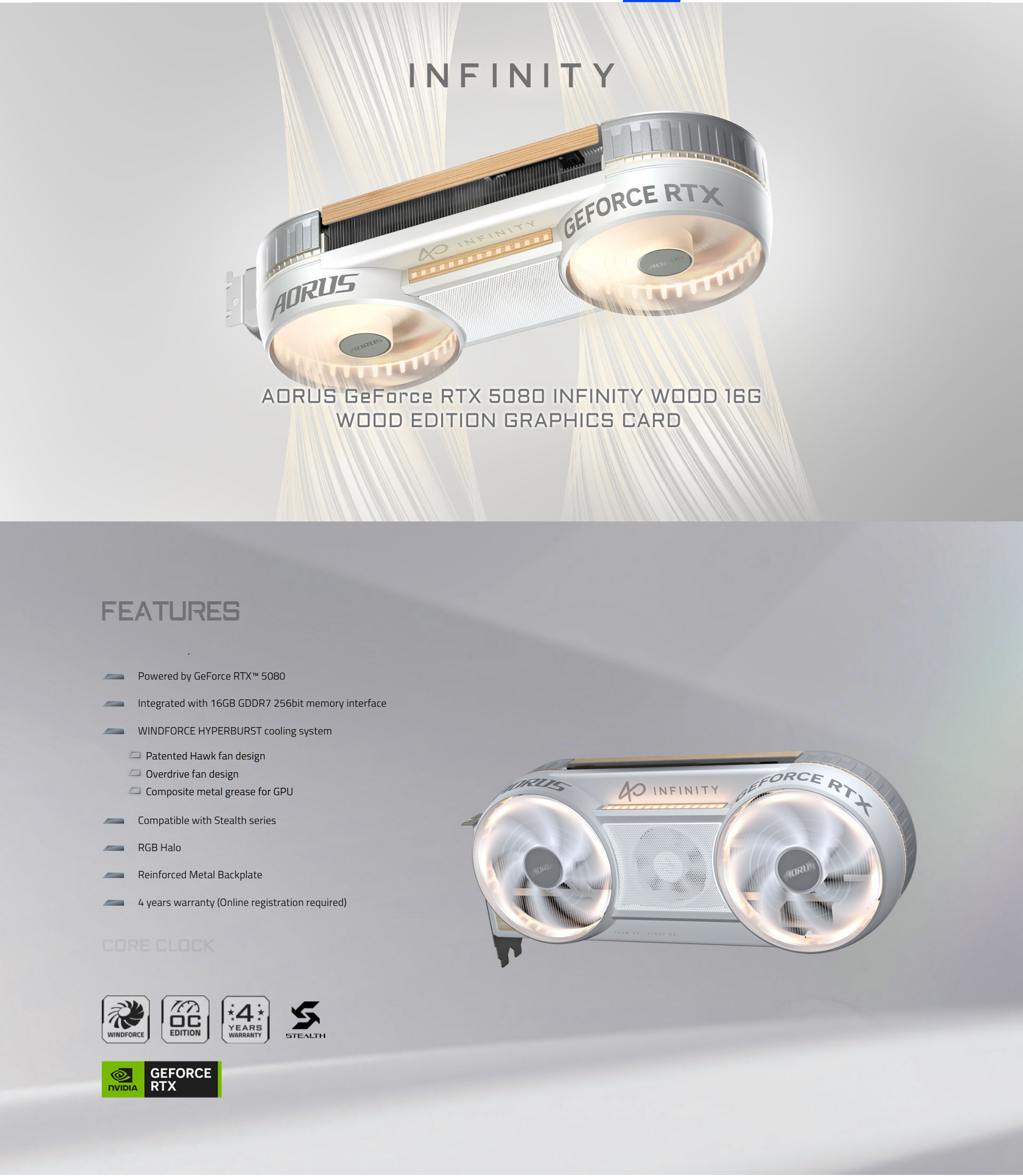 AORUS GeForce RTX™ 5080 INFINITY WOOD - 16G NVIDIA GAMING GRAPHICS CARD ...