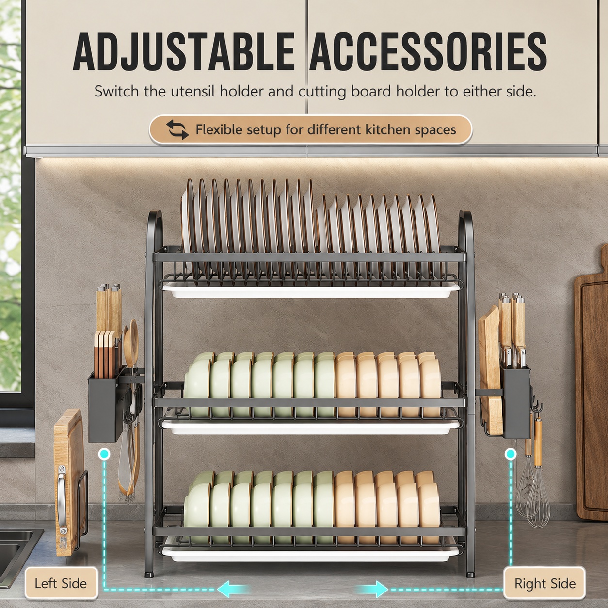 【SG】Kitchen Dish Drying Rack 2‑Tier Utensil Cutlery Storage Organizer ...