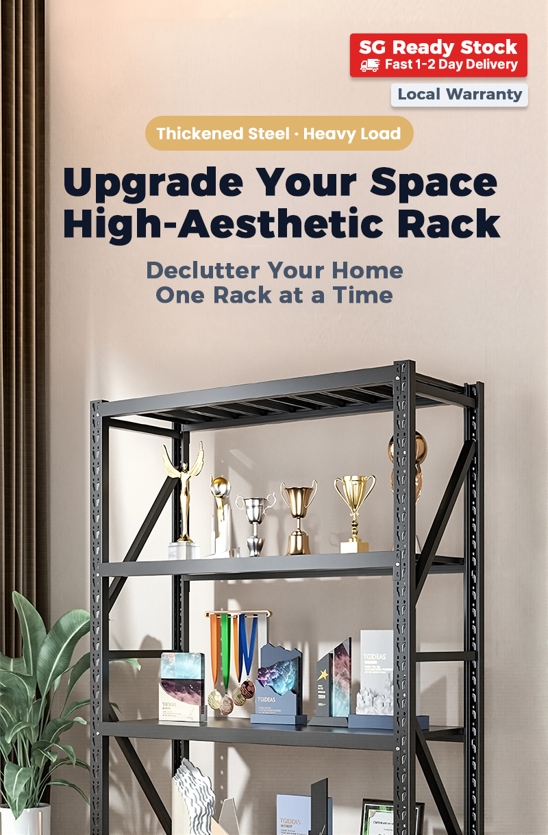 【SG Stock】 Heavy Duty Steel Rack 300kg Boltless Adjustable Shelves Anti ...