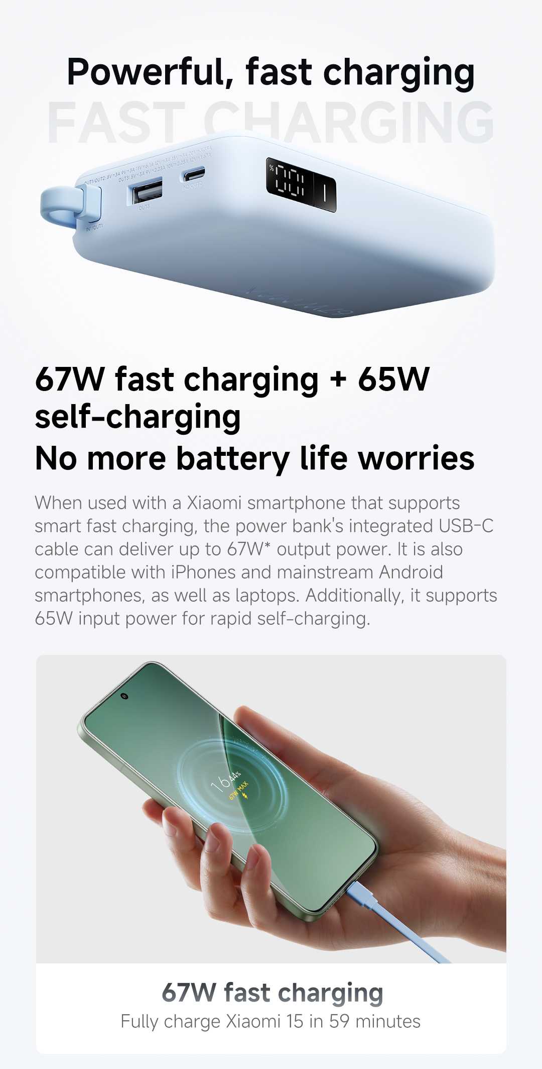 [CCC Power Bank] Xiaomi 67W Power Bank 10000mAh (Integrated Cable ...