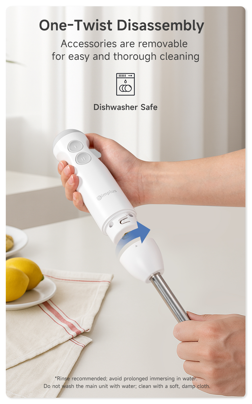 Simplus Handheld Immersion Blender | 400W Food Processor | Food-Grade ...
