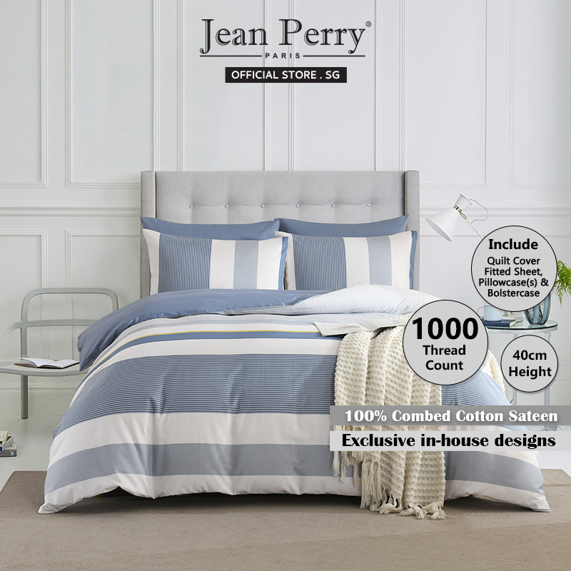 Jean Perry Luxury Hotel 1000TC Cotton Quilt Cover Set I Fitted Sheet I ...