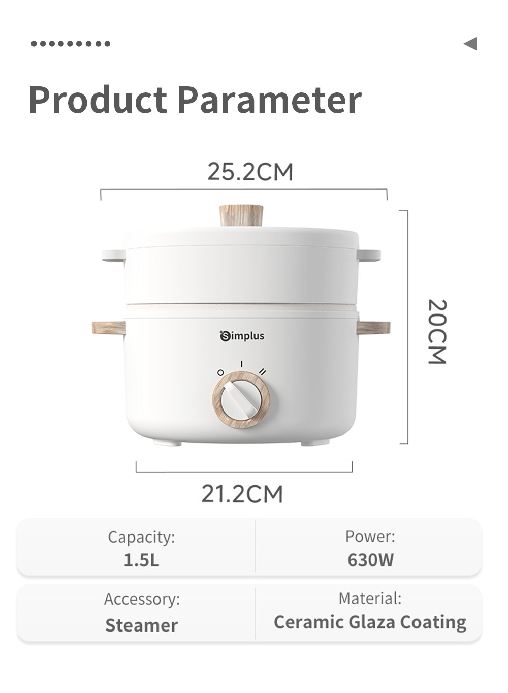 Simplus Kit 1.5L /3L Electric Cooker丨1000W High Power丨Ceramic Glaze ...