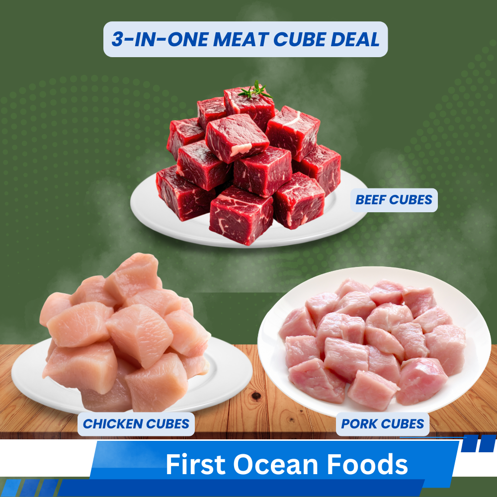 (First Ocean Foods) 3-In-One Meat Cube Deal (Pork, Beef, & Chicken ...