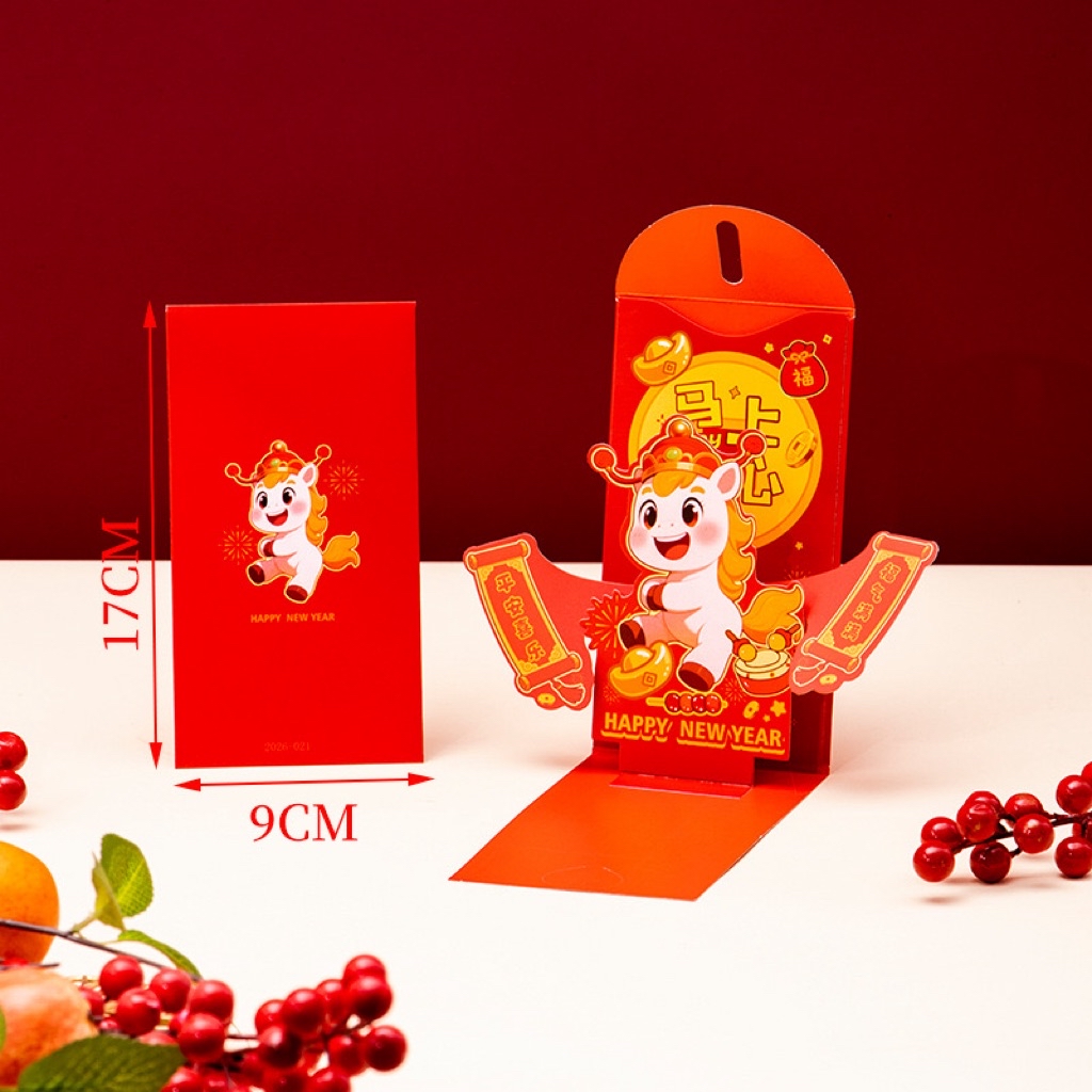 Horse Year Angbao 2026 CNY Red Packet 3D Pop-up Special Envelope Angpao ...