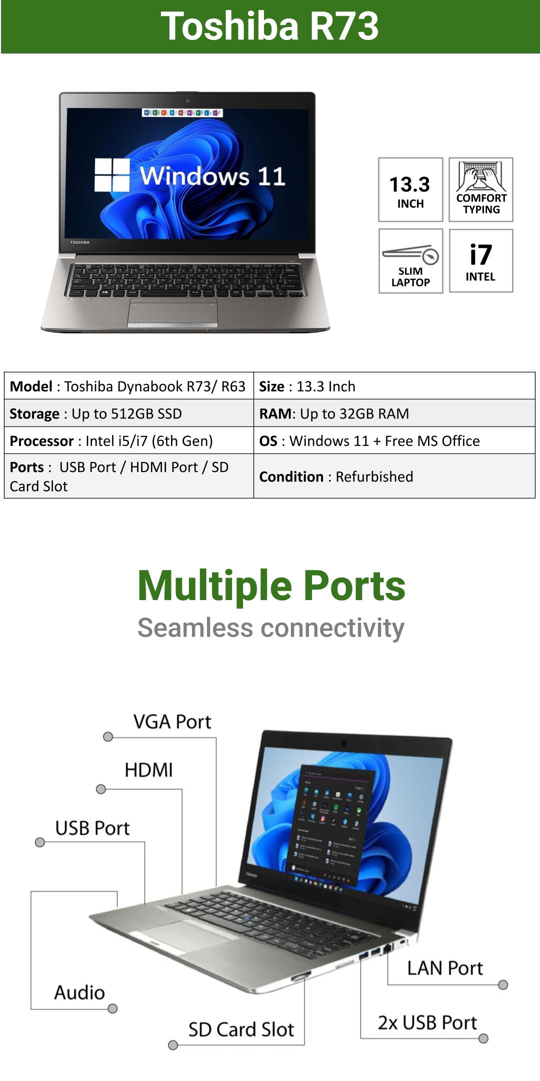 Toshiba Intel i7 10th Gen Laptop | Dynabook G83 | B65 | R73