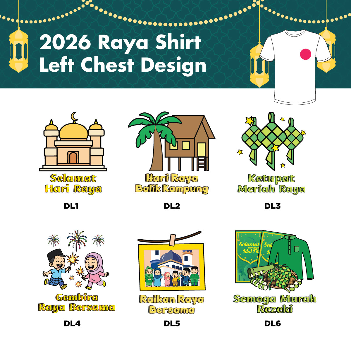 GILDAN BAJU RAYA 2026 Cotton T-Shirt Selamat Hari Raya Aidilfitri 2026 ...