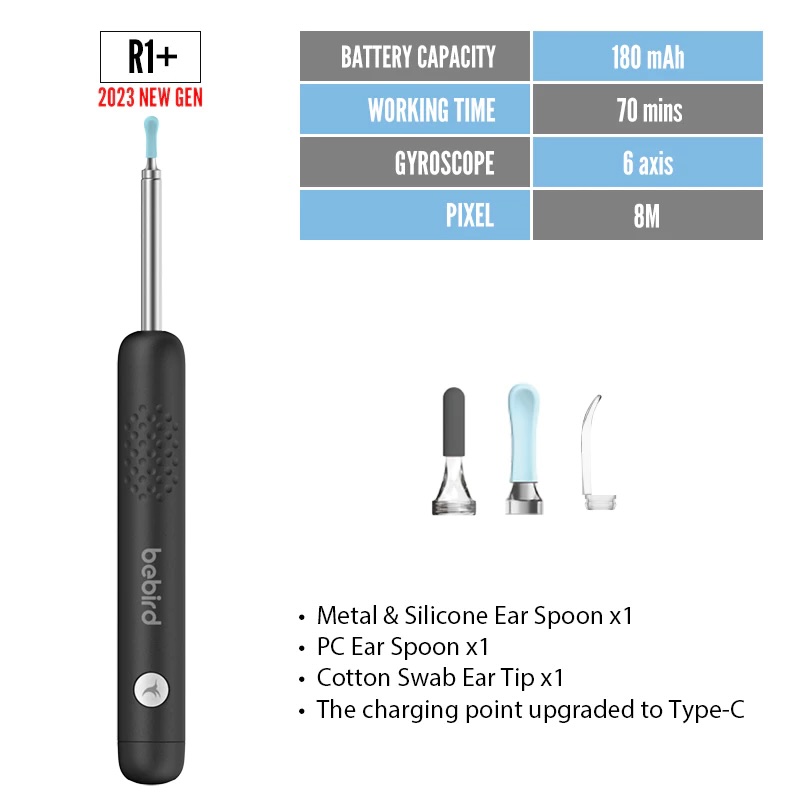 Bebird R1+ Ear Wax Removal Cleaner with 3.5mm Ear Camera 6 LED Lights ...