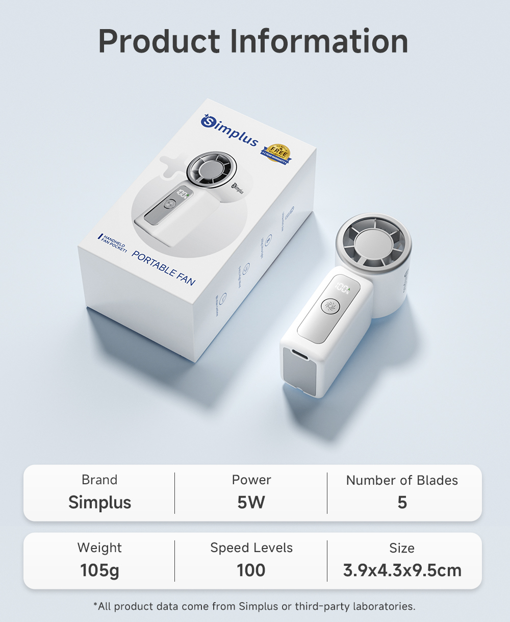 [New Launch] Simplus Mini Handheld Fan | Lipstick-Sized | 100 Gears | 8 ...