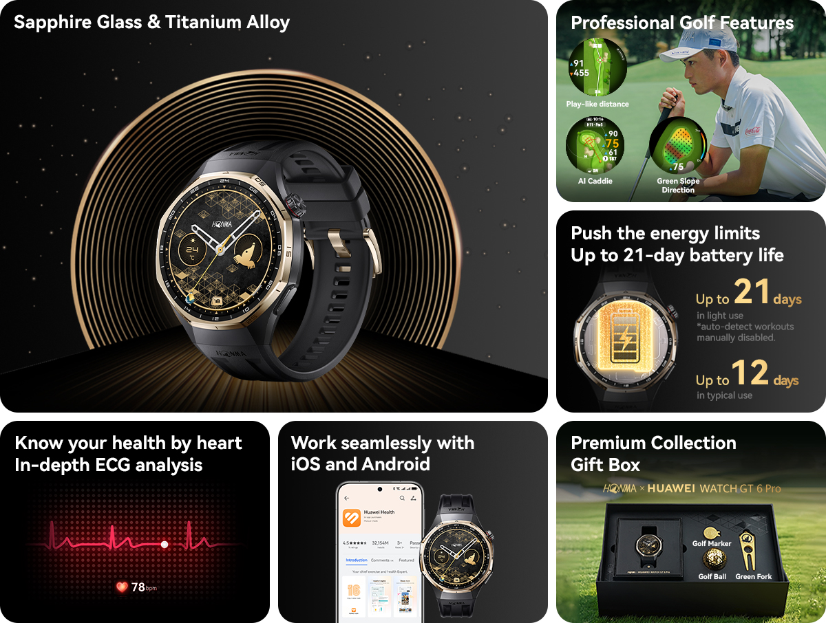 HONMA x HUAWEI WATCH GT 6 Pro Smartwatch | Shot Distance and Green ...