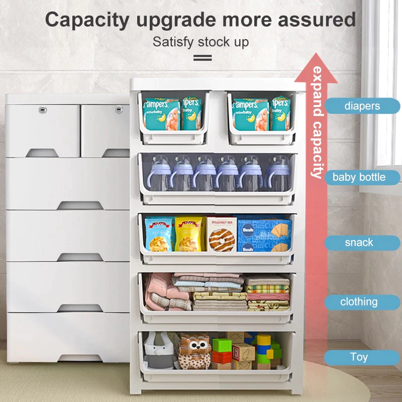 YOUNEED Multi-Layer Storage Drawer Cabinet Chest of Drawers With Wheels ...