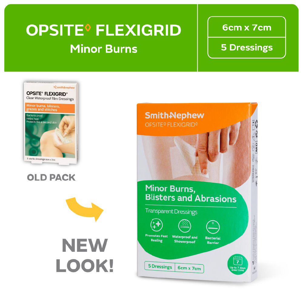 SMITH & NEPHEW OPSITE FLEXIGRID Clear Waterproof Film Dressing 6cm x ...