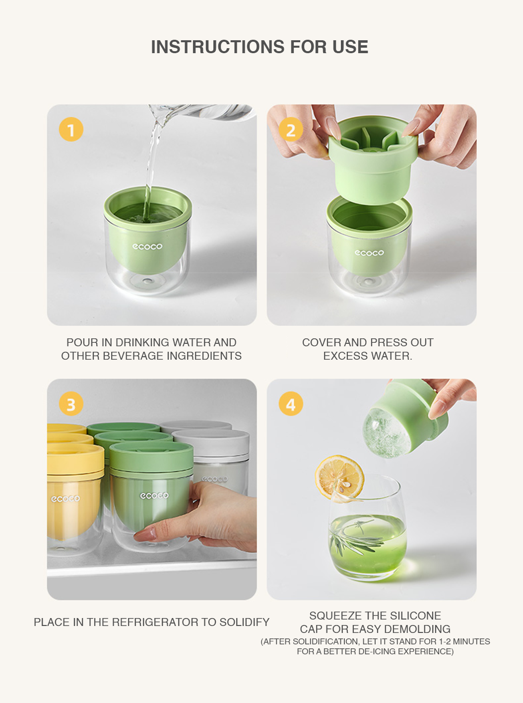 ECOCO Snowflake Ice Cube Mold White 雪花冰块模具 - ecoco large ice ball mold ...