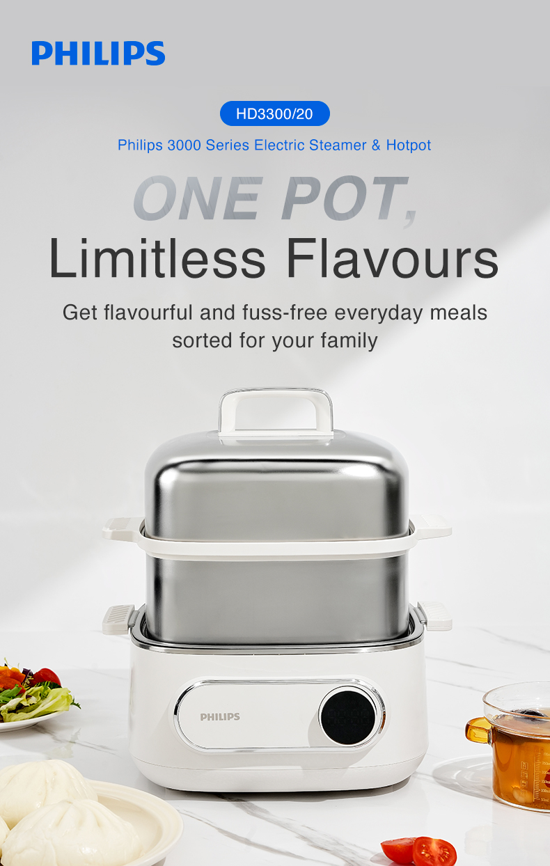 [NEW] Philips 2in1 Steamer Hot Pot 3000s HD3300/20 | 2 x 3L Steamer | 2 ...
