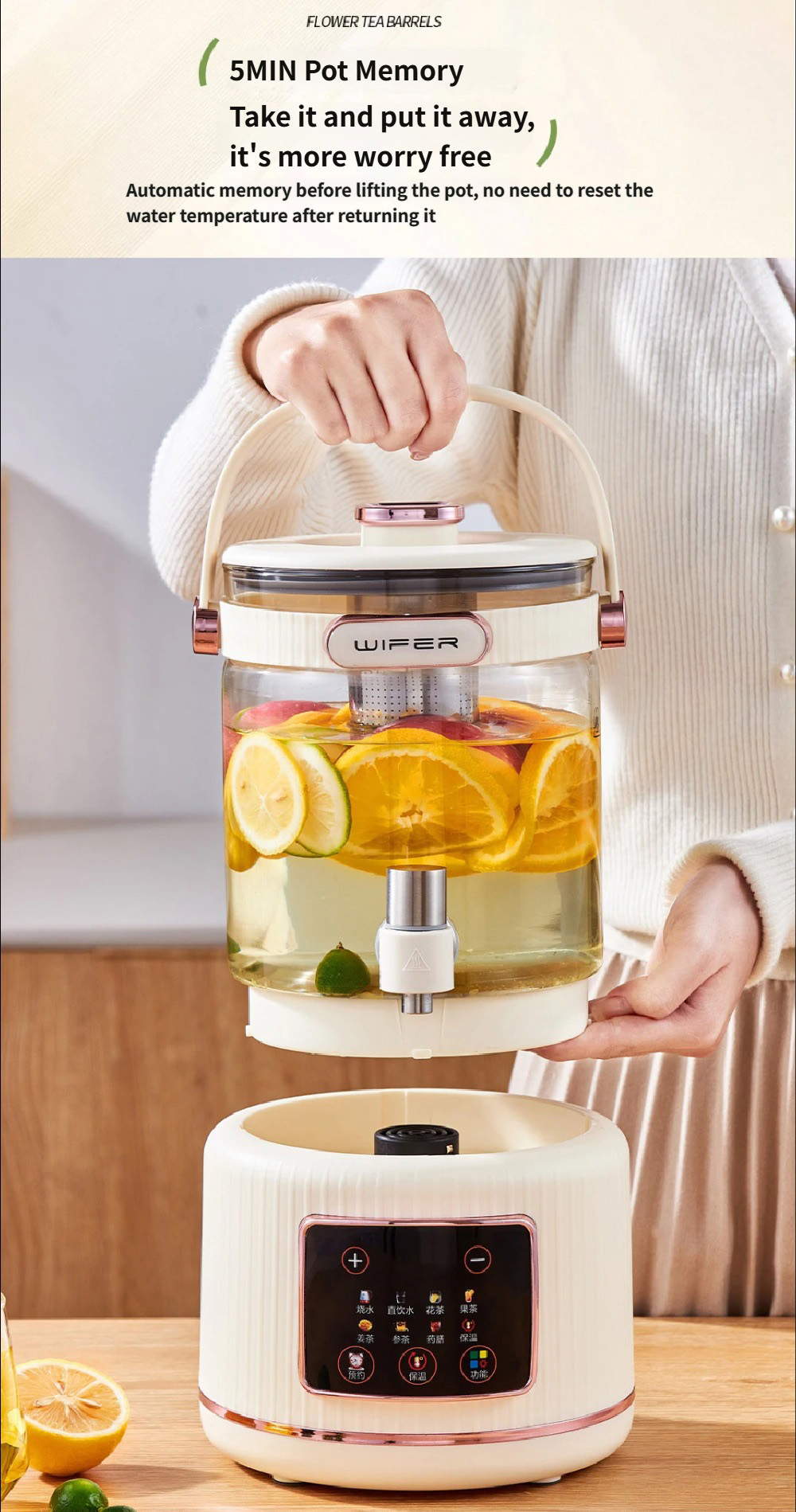 3L split flower tea glass health kettle appointment timer kettle multi ...