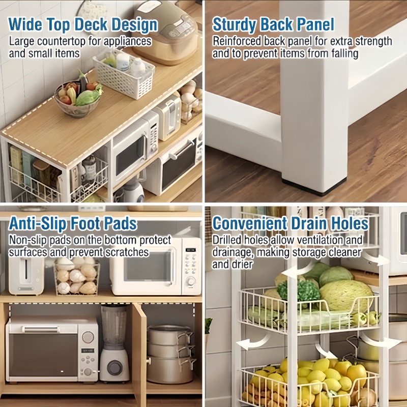 Kitchen Storage Cabinet Solid Wood Kitchen Rack Storage Rack With ...