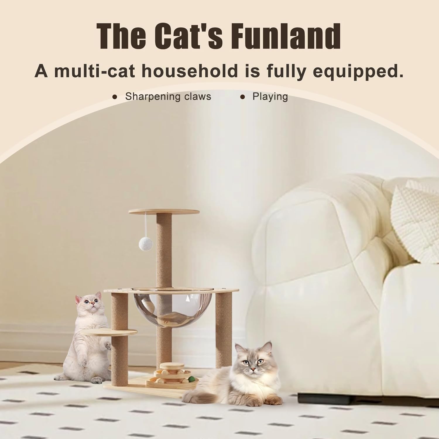 Cat Tree, 5 Tier Floor to Ceiling Cats Tower, with Scratching Posts ...