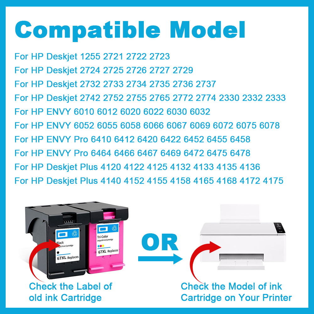 HP 67 HP67XL Ink Cartridge HP67 Cartridge Compatible for HP DeskJet ...