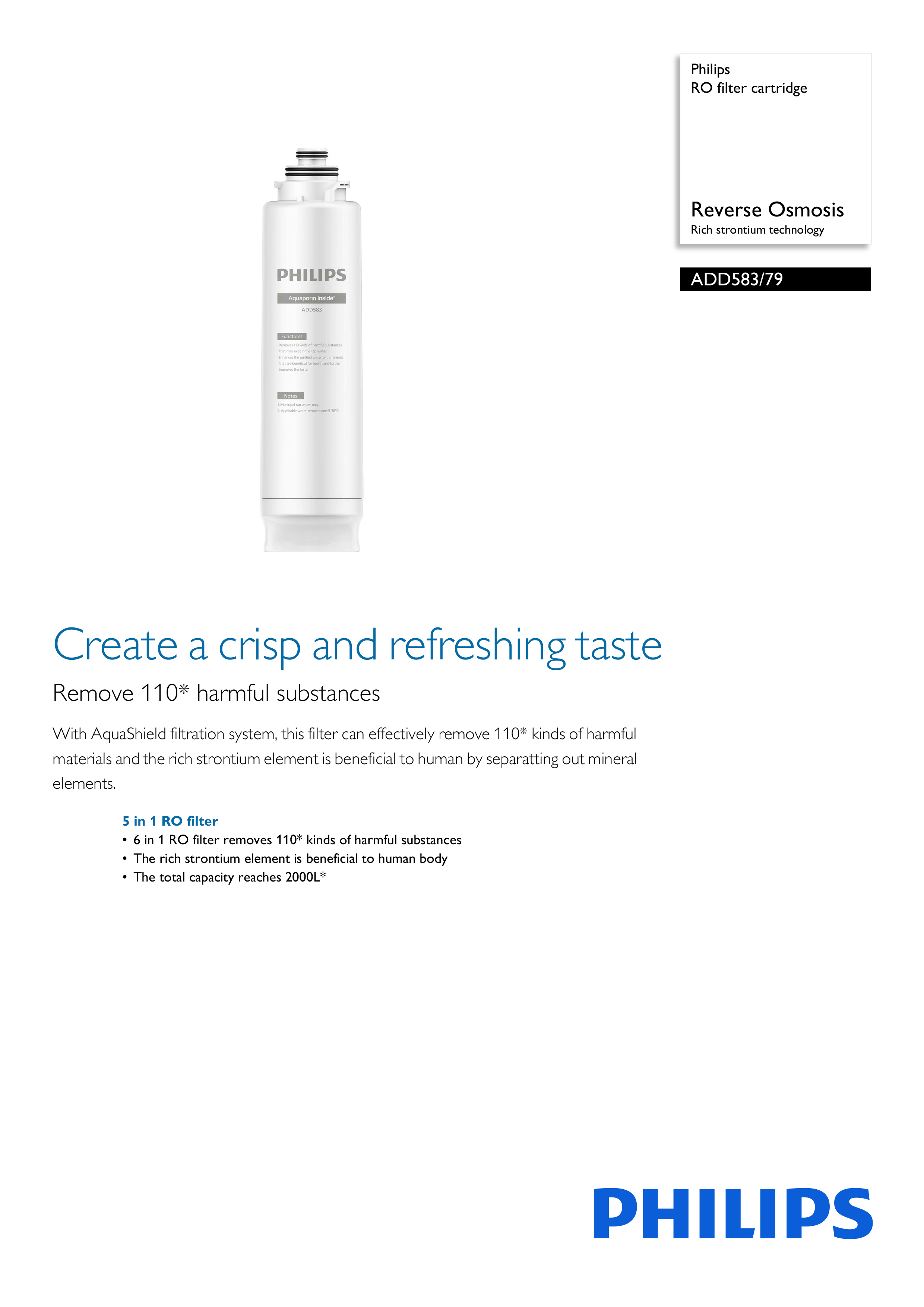 Philips RO Filter Cartridge ADD583/90 (ADD583) (Filter for ADD6920 ...