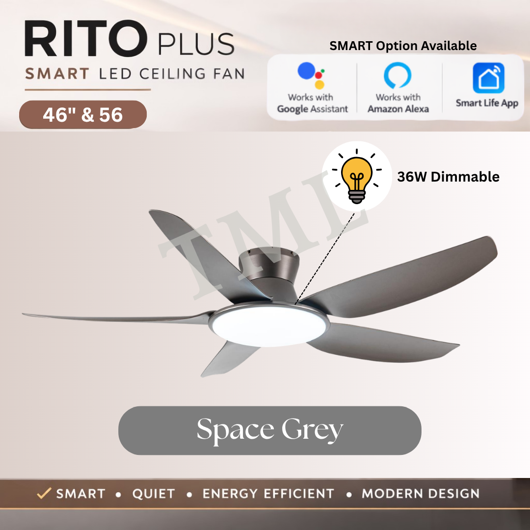 Fanco Rito Plus DC Ceiling Fan with Dimmable 36W LED Light – 46” / 56 ...