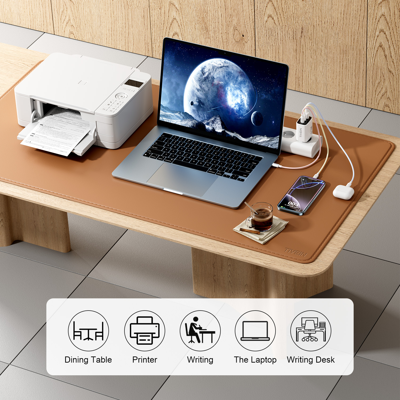 TIVEIN Waterproof Leather Desk Mouse Pad - Large Desktop Table Mat ...