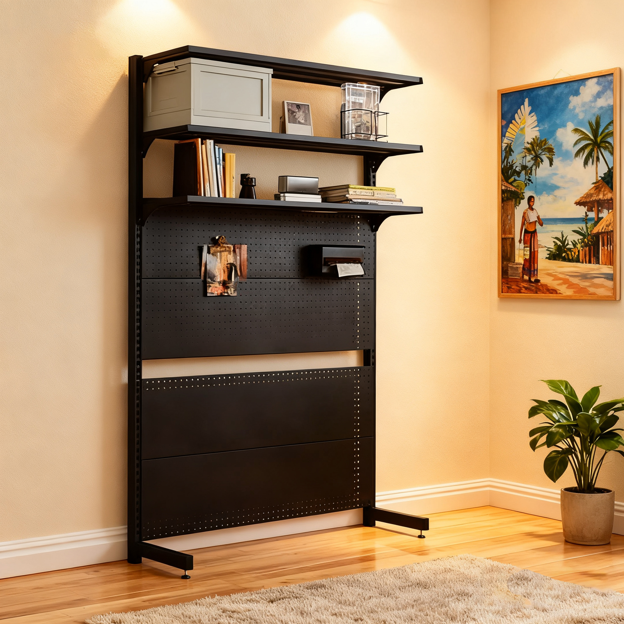 COCO Pegboard Bookshelf Desktop Bookcase Vertical Multi Layer Storage ...