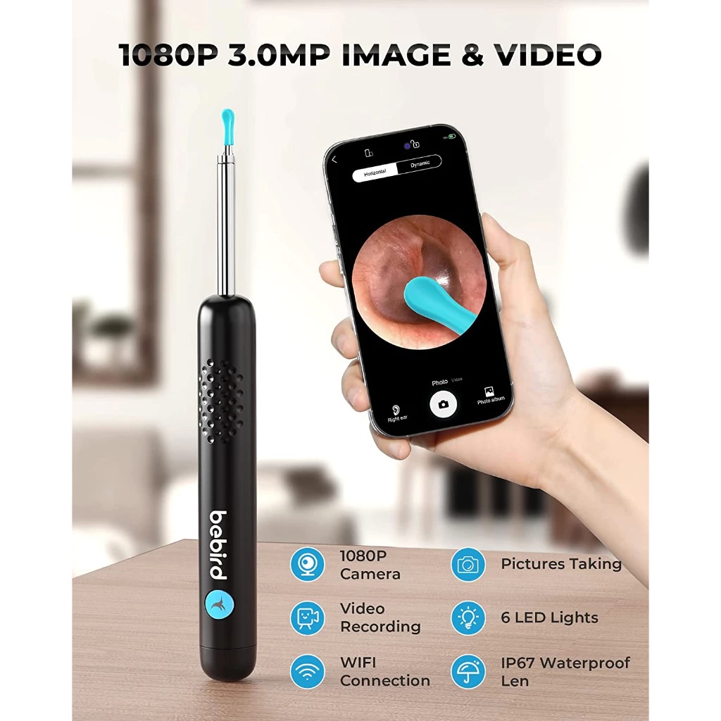 Bebird R1+ Ear Wax Removal Cleaner with 3.5mm Ear Camera 6 LED Lights ...