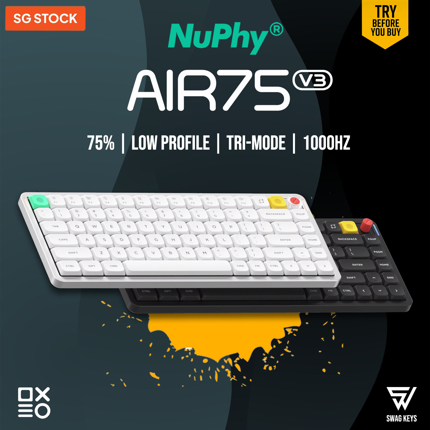 【SG】 NuPhy Air75 V3 Ultra Slim Low Profile Wireless Mechanical Keyboard ...
