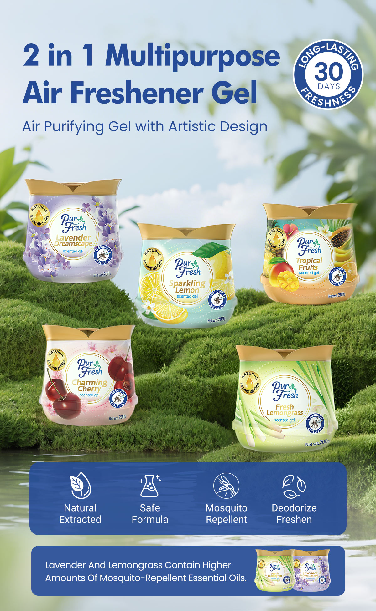 Purfresh 200g Mosquito Repellent Scented Gel | Long-Lasting Freshness ...