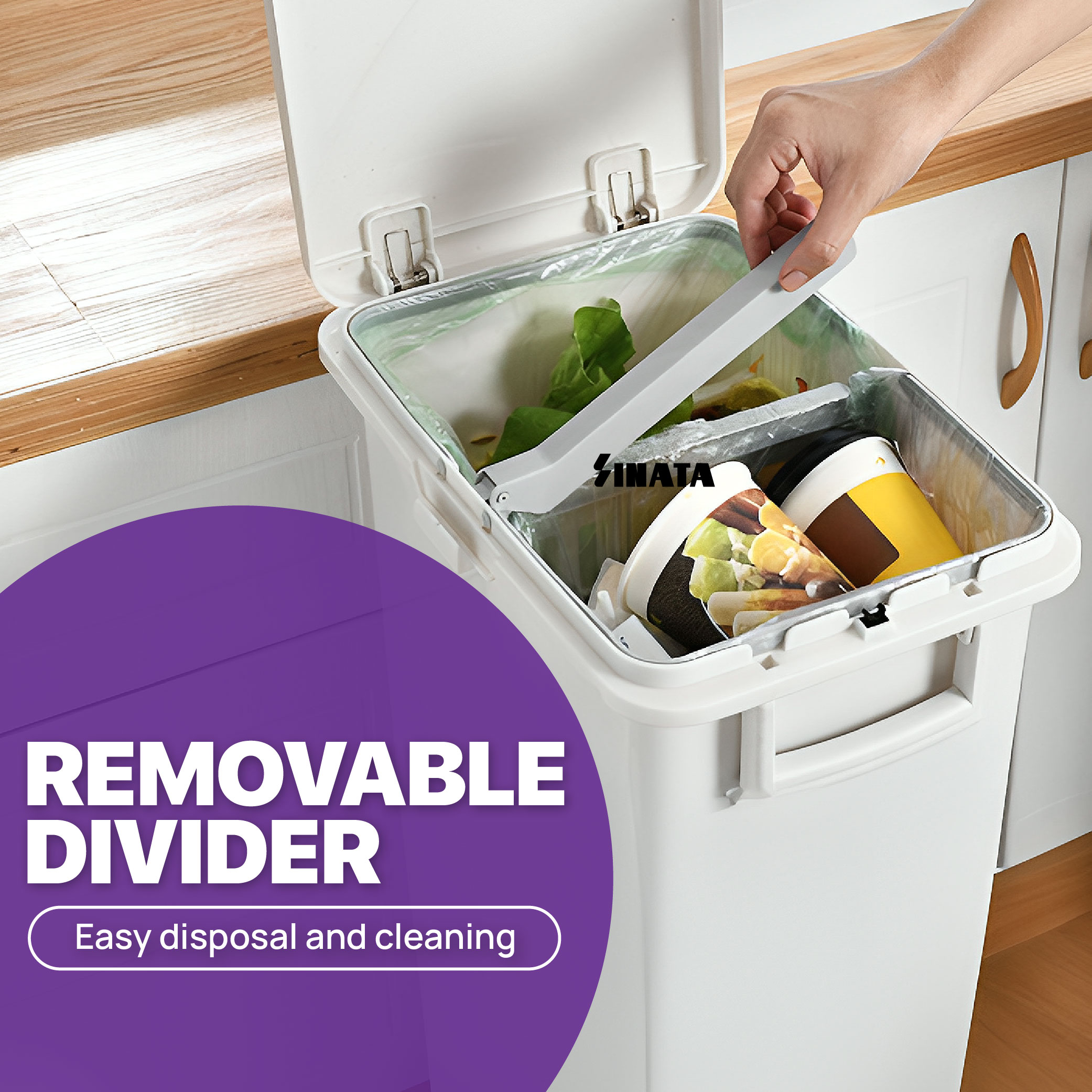 Dustbin with Lid Wheels Rubbish Bin Kitchen Trash Bin Recycle Garbage ...