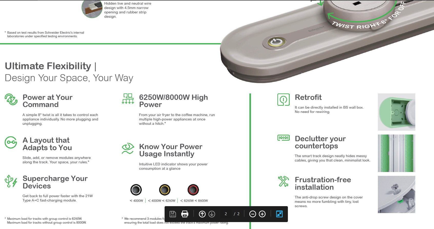Schneider Power Track System Modular Power Rail with Socket USB Modules ...