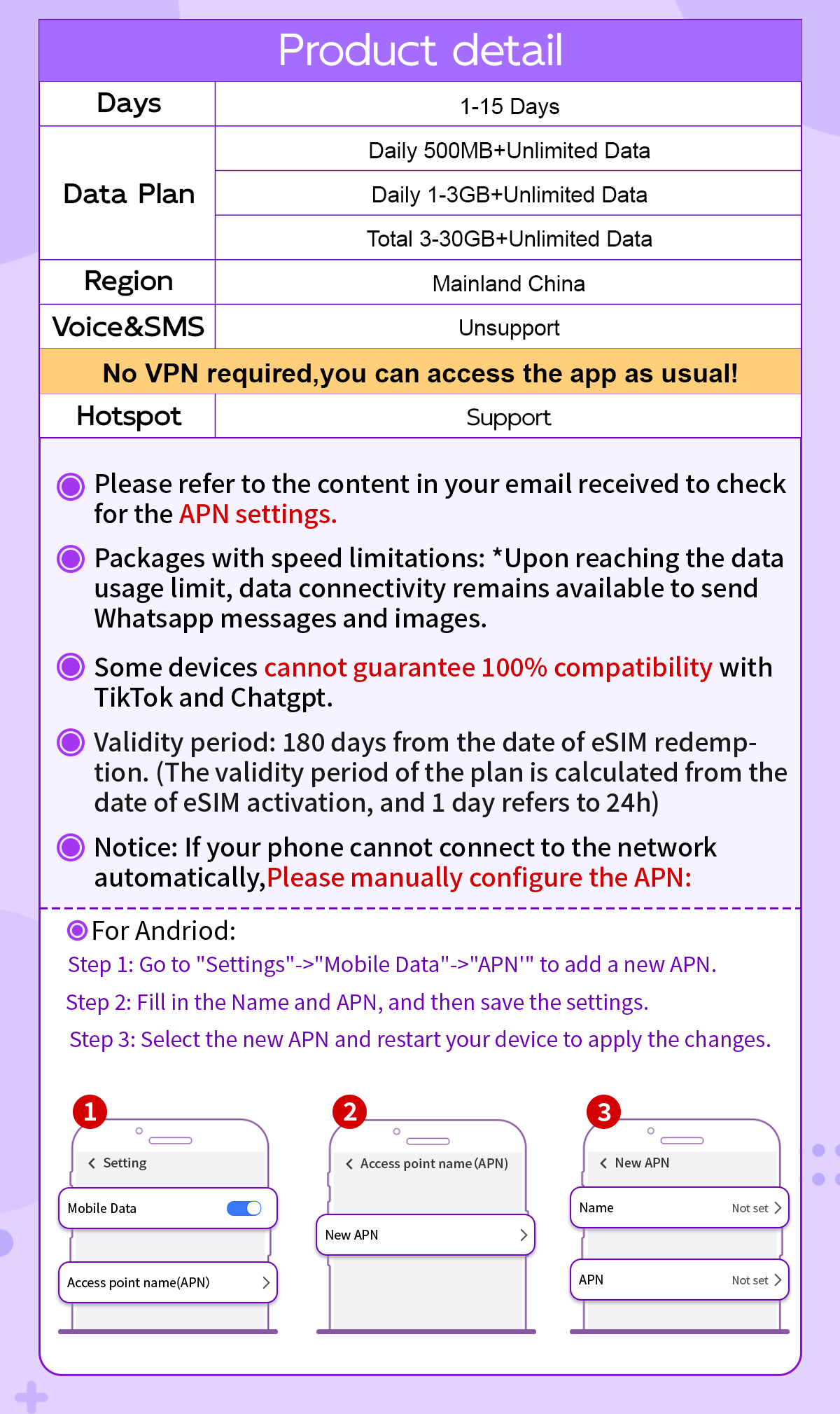 CSL China eSIM 5G 1-30Days Unlimited Data Instant Email Delivery High ...
