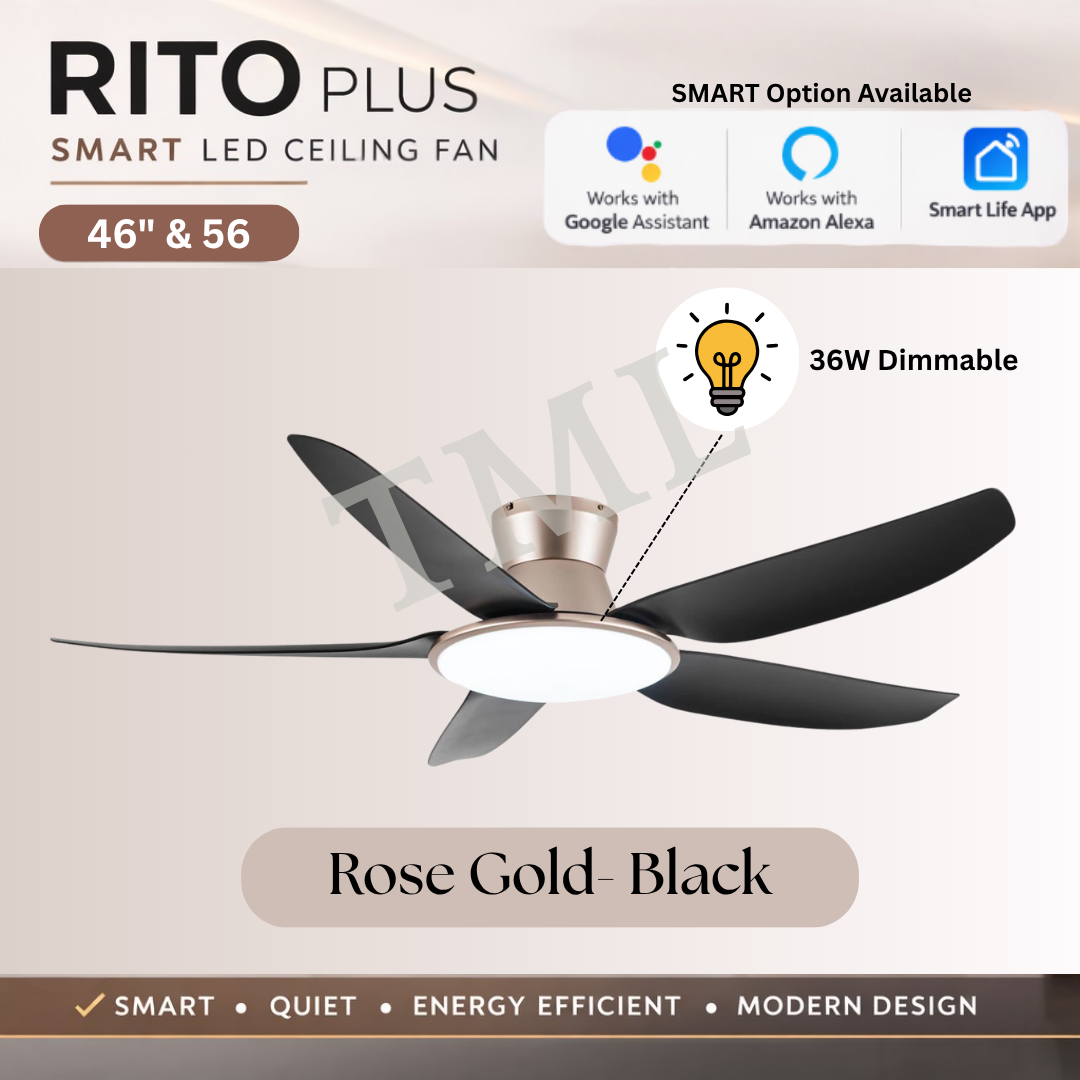 Fanco Rito Plus DC Ceiling Fan with Dimmable 36W LED Light – 46” / 56 ...