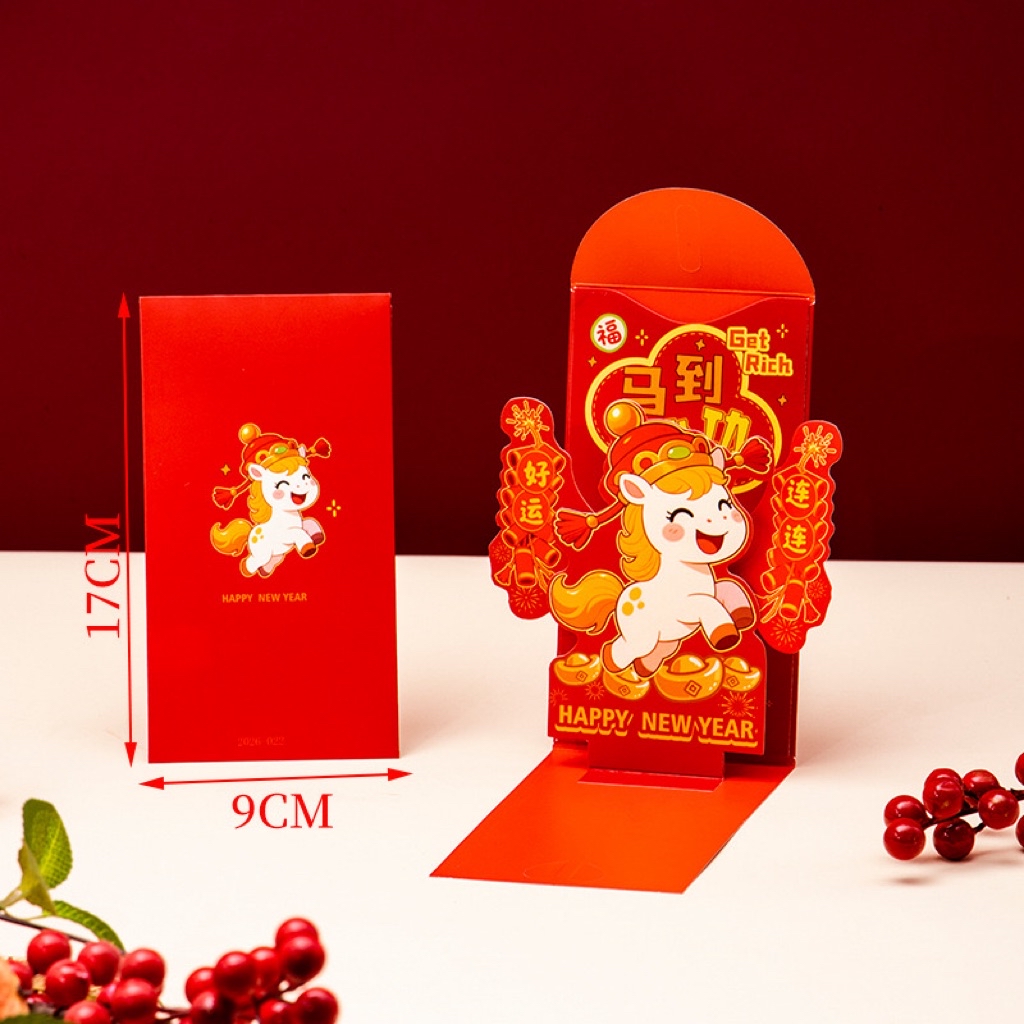 Horse Year Angbao 2026 CNY Red Packet 3D Pop-up Special Envelope Angpao ...