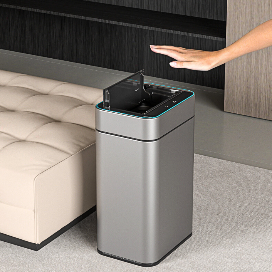 SG 20L - 50L Stainless Steel Smart Sensor Bin + LED Light Rechargeable ...