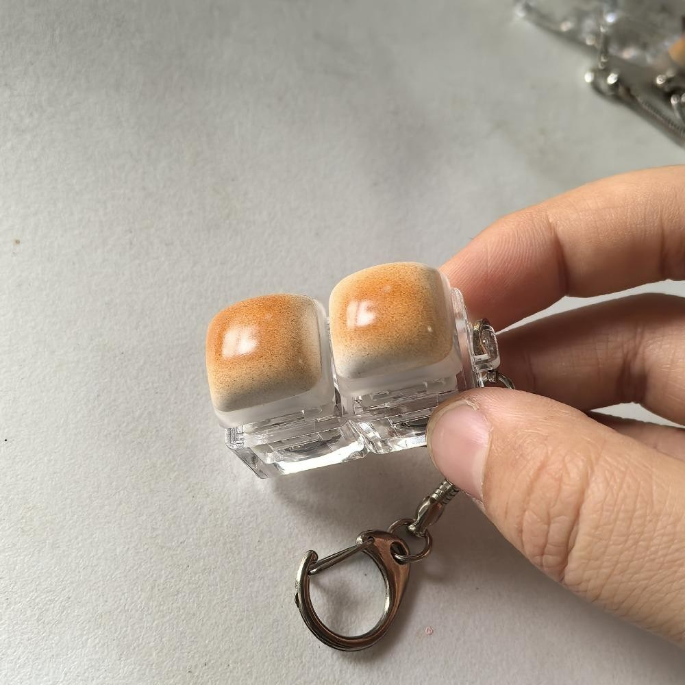 【SG】Keyboard Fidget Keychain with Light Push Button Fidget Toy Caramel ...
