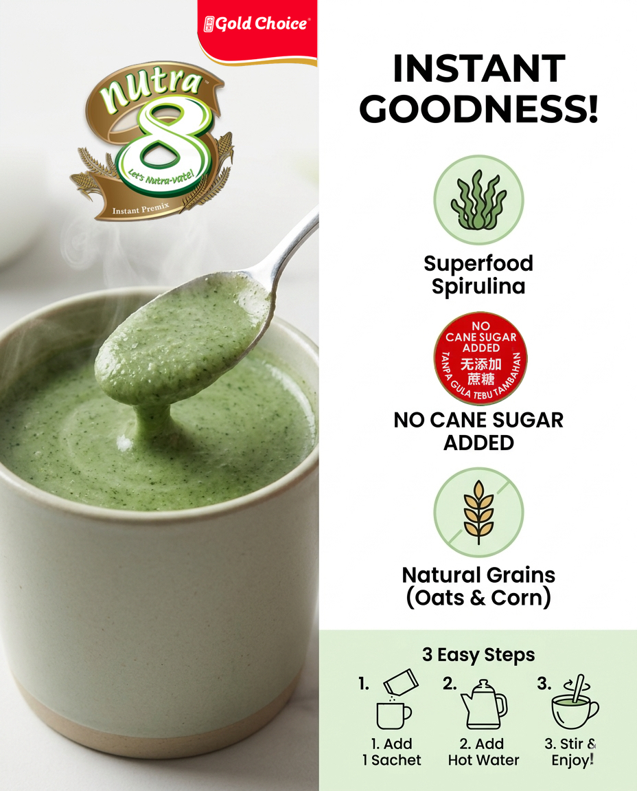 Gold Choice Nutra8 Spirulina Cereal (No Added Cane Sugar) 15 sachets ...