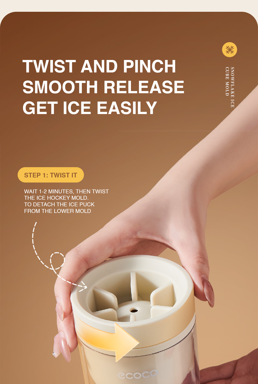 ECOCO Snowflake Ice Cube Mold White 雪花冰块模具 - ecoco large ice ball mold ...
